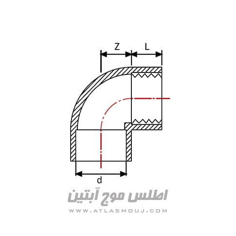 زانو 90 درجه یکسر دنده UPVC
